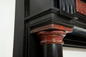Late 19th-Century Black Marble Fireplace Mantel.