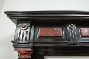 Late 19th-Century Black Marble Fireplace Mantel.