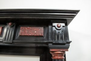 Late 19th-Century Black Marble Fireplace Mantel.