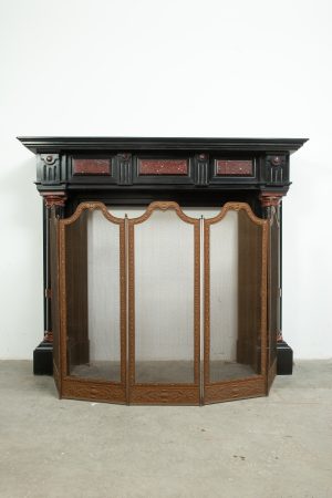 Late 19th-Century Black Marble Fireplace Mantel.