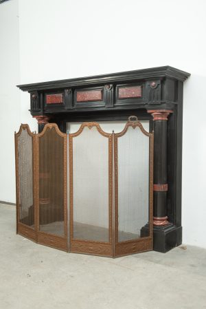 Late 19th-Century Black Marble Fireplace Mantel.