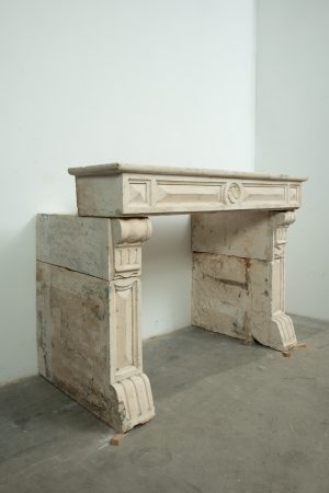 Ornamented Limestone Fireplace Mantel
