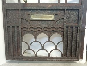 Art Deco Wrought Iron Gate (Forged Design, Brass Handle)