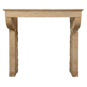 Smooth Limestone Console Fireplace Mantel