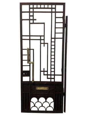 Art Deco Wrought Iron Gate (Forged Design, Brass Handle)
