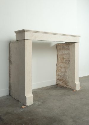Antique limestone fireplace mantel